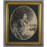 A Gilt Framed Print of a Seated Maiden, 47cms High
