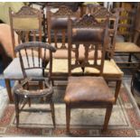 A Collection of Four Plus One Late Victorian/Edwardian, Chairs for Restoration