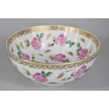 A Mid/Late 20th Century Chinese Footed Bowl Decorated with Applied Enamels Depicting Roses, Flower