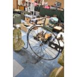 A Wrought Iron Garden Pot Plant Stand in the Form of a Pennyfarthing Bicycle, 86cm high