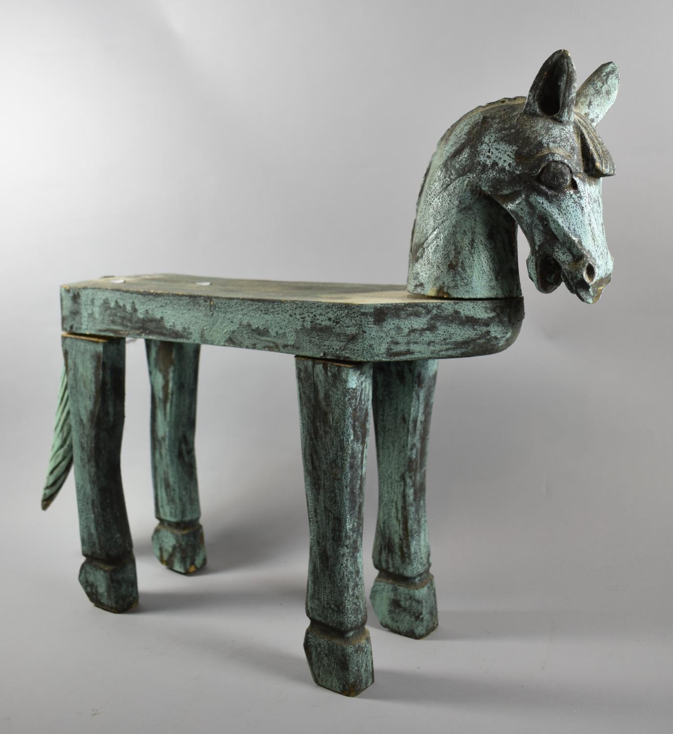 A Carved Wooden Stool or Plant Stand in the Form of a Horse, 53cm High