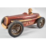 A Large Model of a Vintage Racing Car with Driver, 46cm Long