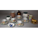 A Tray of Ceramics to include Royal Doulton Treacle Glazed Jug, Denby Greenwheat Jug, Aynsley