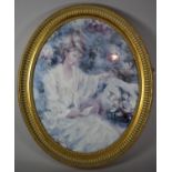 A Gilt Framed Oval Portrait of a Maiden, 49.5cms High