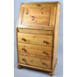 A Modern Pine Fall Front Hall Bureau with Three Long Drawers and Shelved Interior, 68cm wide