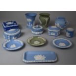 A Collection of Twelve Pieces of Mainly Wedgwood Jasperware, Green and Blue