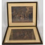 A Pair of 19th Century Hogarth Framed Coloured Engravings, "The Rapacious Stennard or Unfortunate