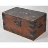 A Vintage School Tuck Box, Monogrammed GHB, with Metal Mounts, 55.5cm wide