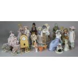 A Tray of Figural Ornaments including Nao together with Cottage Ornaments Etc