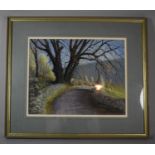 A Framed Pastel, "The Road To Beeley Village", by H Wyld, 35.5cms Wide