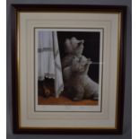 A Framed Limited Edition Print, West Highland Terriers, "Table Manners", Signed by The Artist, Nigel