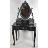 A Mid 20th Century Ebonised Dutchess Style Dressing Table on Cabriole Supports, 80cm wide