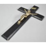 An Ebonised Crucifix with Metal Corpus Christi, 30.5cm High