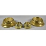 Two Pairs of 19th Century Brass Spittoons, 9.5cm and 20cm diameter