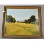 A Framed Oil on Board depicting Cornfield, "From Wart Hill Above Hopesay, Shropshire", Signed AS