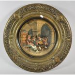 A Large Continental Musterschutz Circular Moulded Plaster Plaque in Pressed Brass Wall Hanging