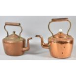 Two Vintage Copper Kettles, Tallest 29cm high