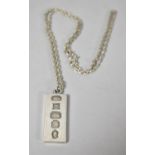 A Silver Ingot and Chain, Birmingham 1977, 21.8g