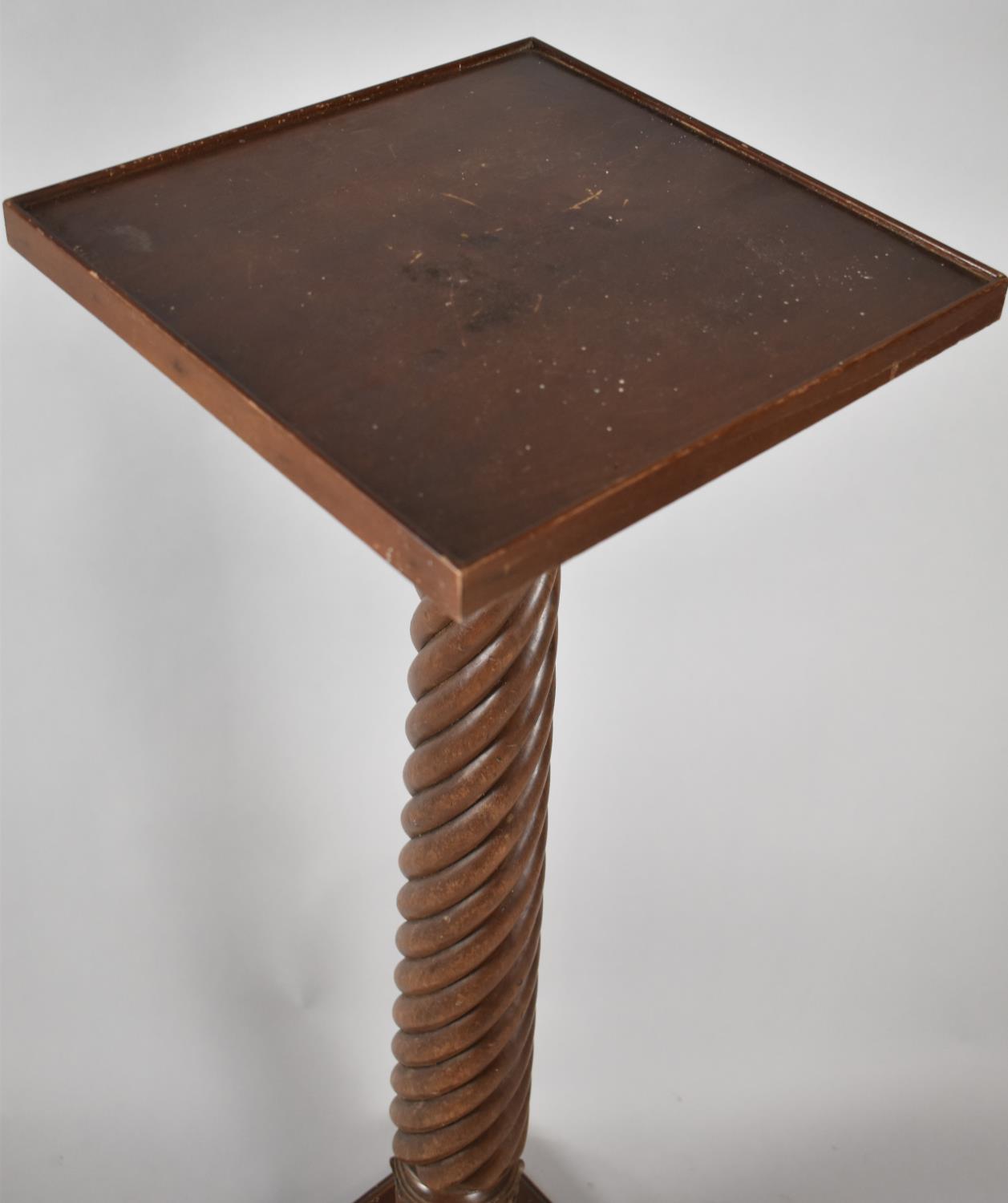 A Mahogany Barley Twist Stand on Square Plinth Base (Split), Probably Formerly Four Post Bed - Image 3 of 3