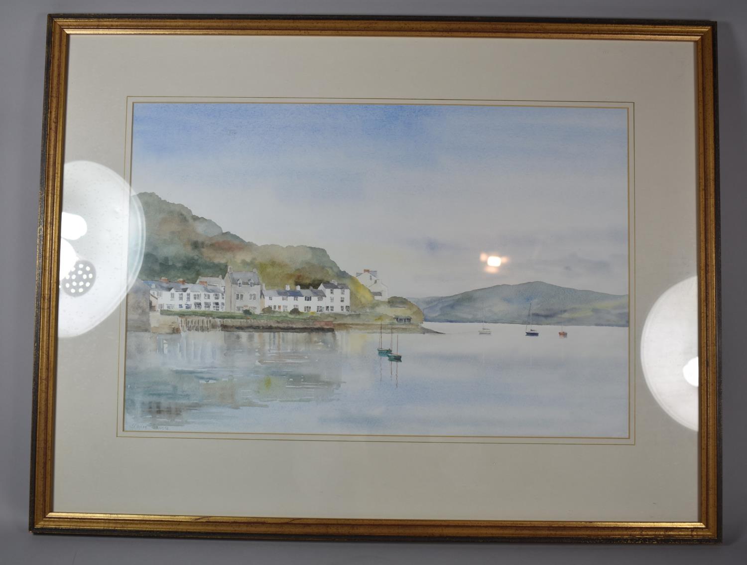 A Framed Watercolour Depicting Sailing Boats at Anchor, Signed Claire Davies, 52cms Wide