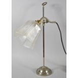 A Vintage Rise and Fall Table Lamp with Etched Glass Shade