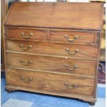 A 19th Century Mahogany String Inlaid Fall Front Bureau, the Base with Two Short and Three Long