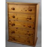 A Modern Pine Chest of Five Long Drawers, 66cm wide