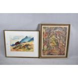 A Framed Scottish Collage, "Deeside Autumn" Together with a Framed Watercolor "The Cuillins, Skye"