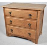 An Edwardian Oak Three Drawer Bedroom Chest, 76cm wide