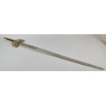 A Reproduction Spanish Long Sword with Engraved Blade and Jewelled Brass Guard, 108cm long