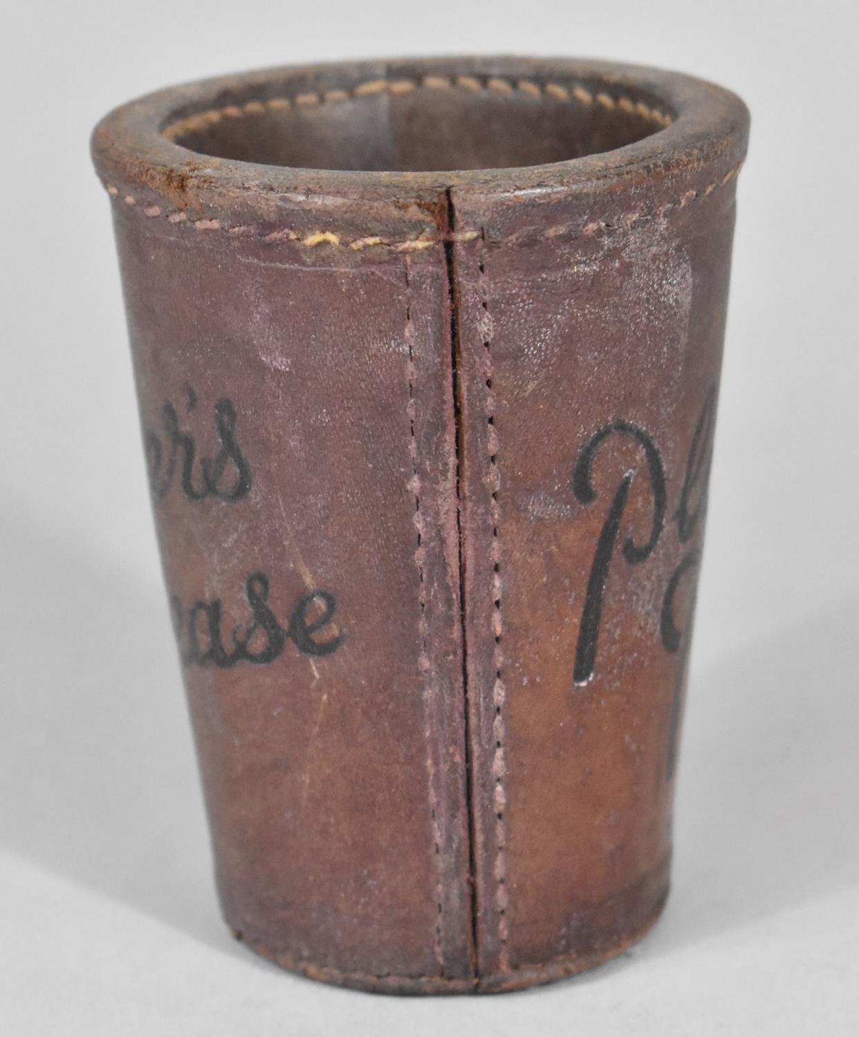 A Vintage Advertising Leather Cup, "Players Please", 10cm high - Image 2 of 2