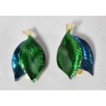 A Gold Plate and Coloured Enamel Pair of Clip on Earrings by Grosse, Germany, Dated 1967