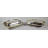 A Pair of Silver Plated Rectangular Entree Dishes, Each 27cm wide