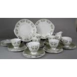 A Ridgeway Adelphi Tea Set comprising Six Trios, Two Cake Plates, Six Side Plates, Cream and Sugar