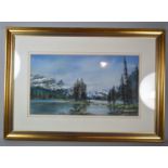 A Framed Pastel, "Maligne Lake" by Jacqui Talbot, 46cm wide