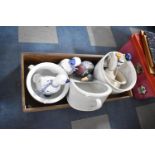 A Collection of Bird Ornaments, Chamber Pots, Bed Pan etc