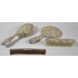 A Collection of Silver Dressing Table Brushes, Comb and Mirror
