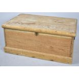 A Vintage Pine Box with Iron Carrying Handles and Hinged Lid, 74cm wide