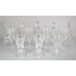 A Tray of Glassware to include Pair of Good Quality Globe Decanters, Wine Glasses, Mallet