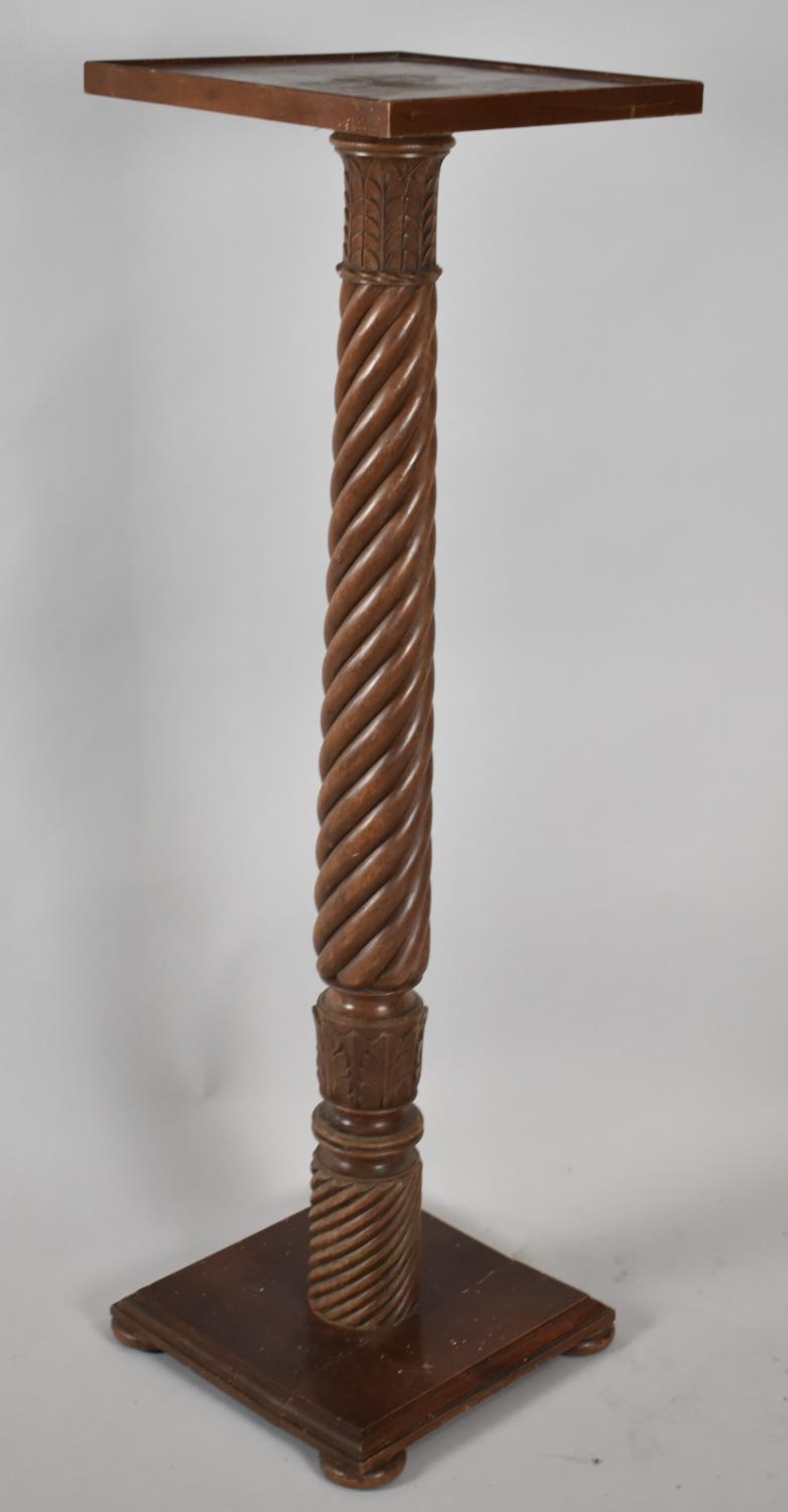 A Mahogany Barley Twist Stand on Square Plinth Base (Split), Probably Formerly Four Post Bed