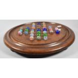 A Large Late 19th/Early 20th Century Mahogany Solitaire Board Complete with Marbles, 41cm diameter