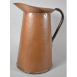 A Large Vintage Copper Pitcher of Cylindrical Tapering Form, 38cm high