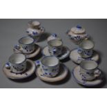 A Collection of Tin Glazed Doll's Teawares Comprising Lidded Cream and Sugar and Six Cups and