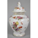 A Continental Floral Pattern Lidded Vase and Cover, Underglaze Blue Cross Swords and Crown Mark to