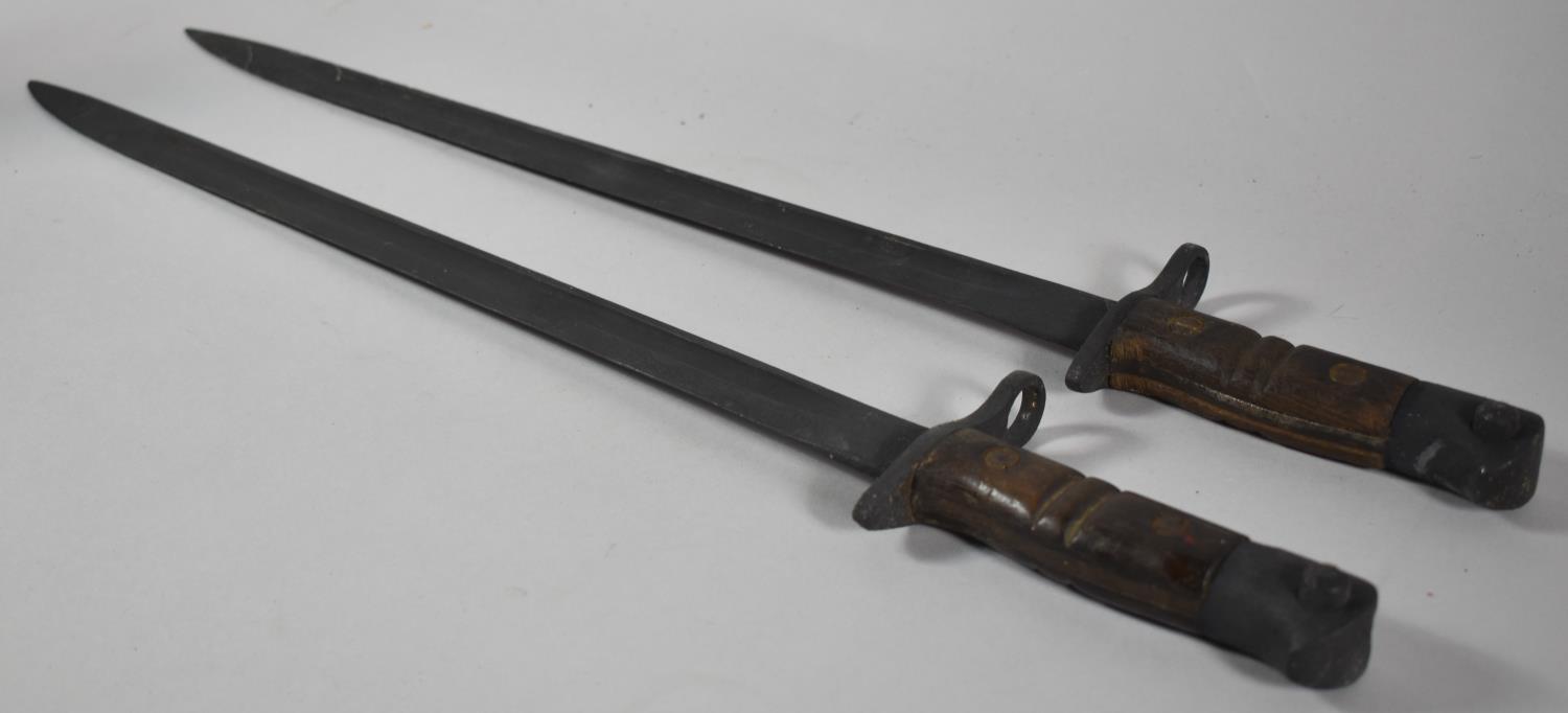 A Pair of Sword Bayonets with Wooden Handles, 54cm Long