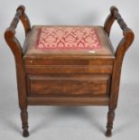 A Edwardian Mahogany Lift Top Commode with Turned Carrying Handles, 54cm wide