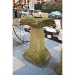 A Reconstituted Stone Garden Sundial on Plinth, Gnomon Broken, 30cm Square and 55cm high