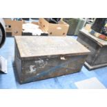 A Metal Tool Box Containing Vintage Workshop and Garden Tools, 62cm Wide