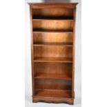 A Modern Mahogany Five Shelf Open Bookcase with Dentil Cornice, 85cm wide
