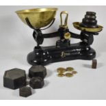 A Set of Librasco Brass Mounted Kitchen Scales with Two Sets of Weights